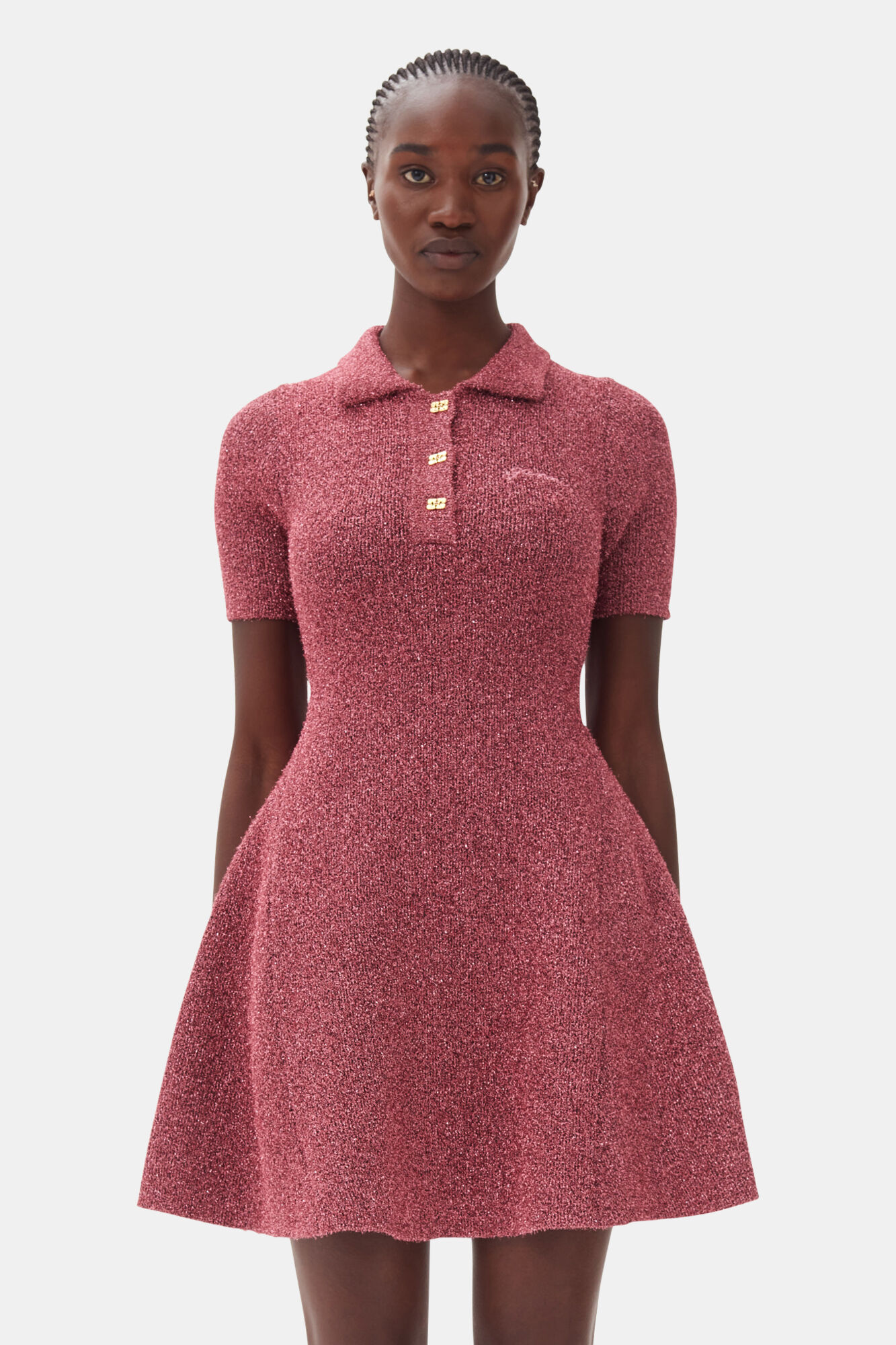 Pink Sparkle Mini Dress, Metallic fiber, in colour Corsage - 2 - GANNI