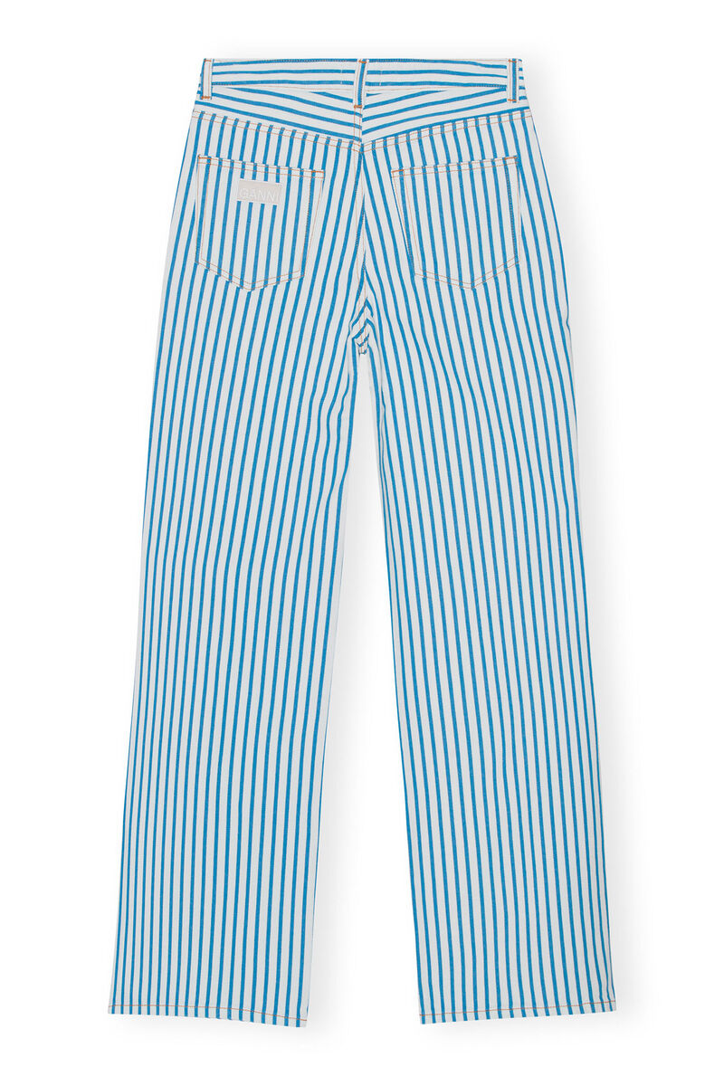 Striped Magny Jeans, Cotton, in colour Bright White - 2 - GANNI