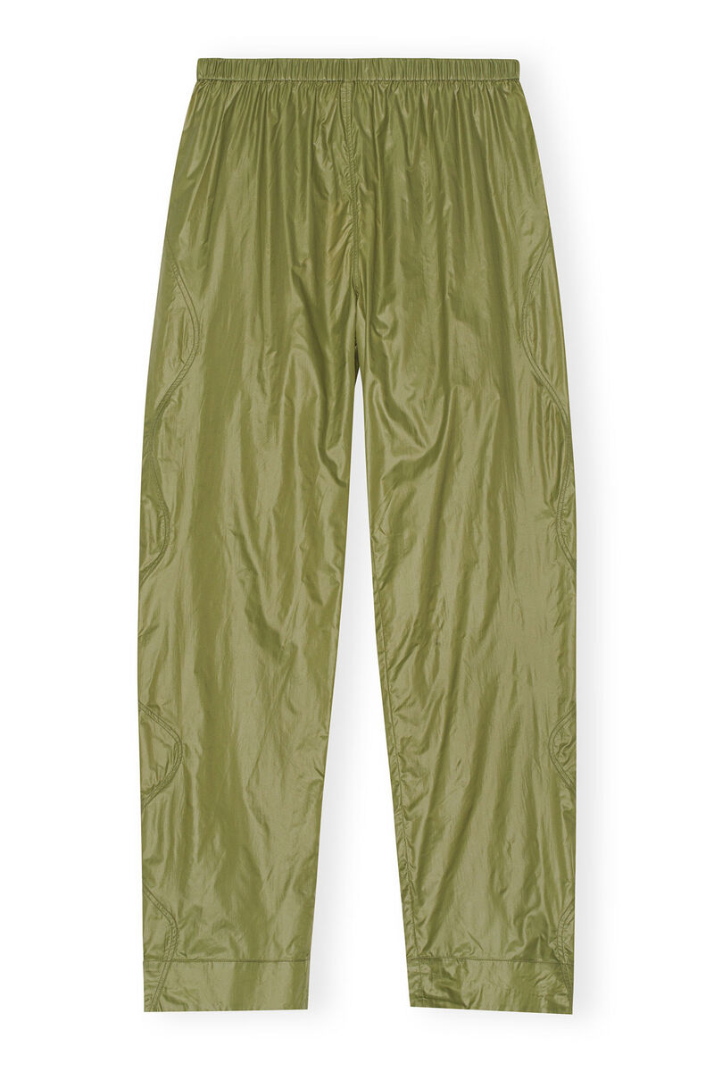 Shiny Quilt Elasticated Pants, Nylon, in colour Spaghnum - 1 - GANNI
