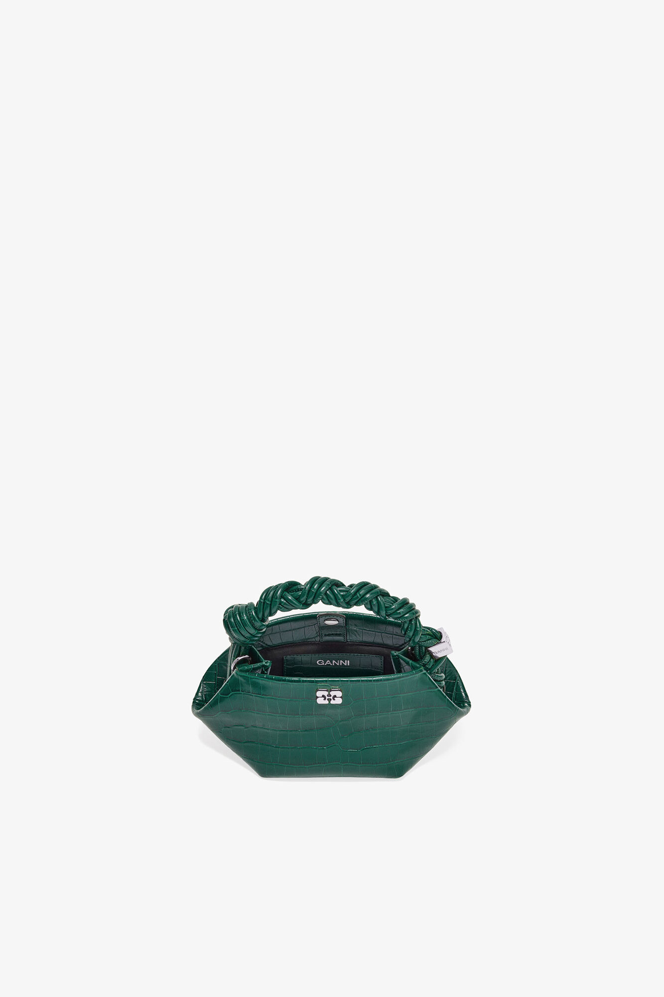 Pineneedle Green Croco Patent Mini Bou Bag | GANNI US