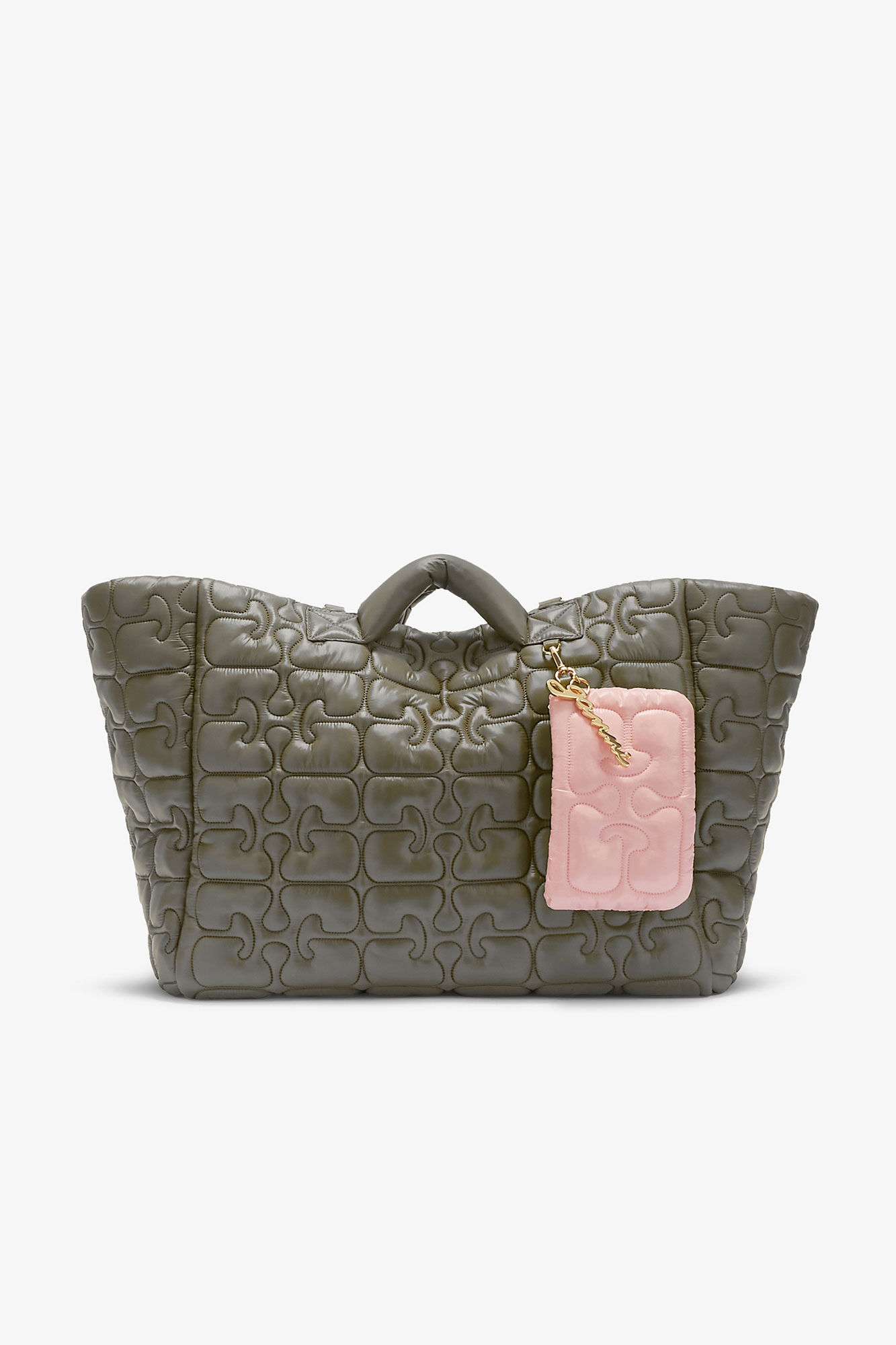 Quilted Re-Tech XXL Tote, in colour Kalamata - 1 - GANNI