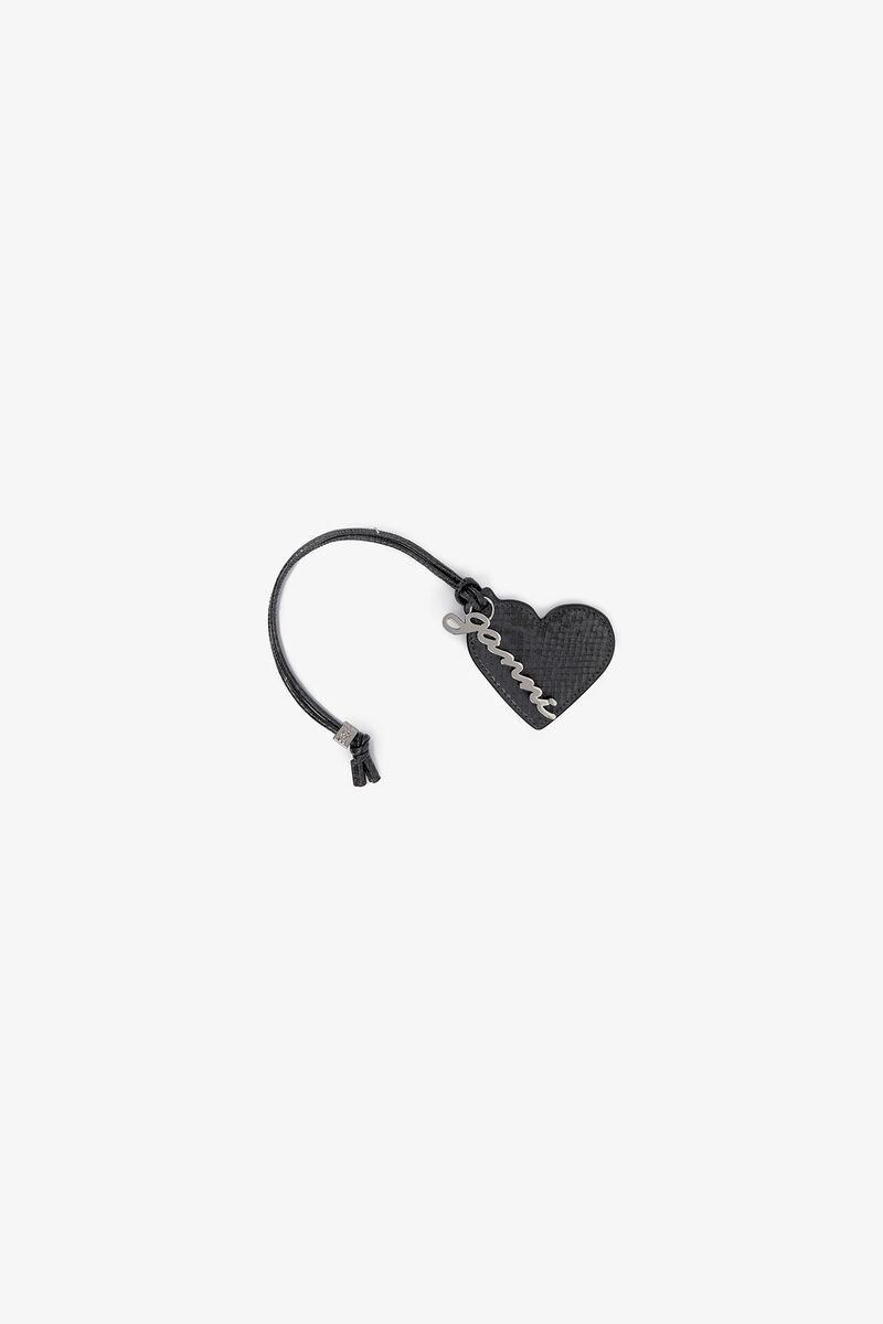 Black Snake GANNI Bou Heart Mirror, Polyurethane, in colour Croco - 1 - GANNI