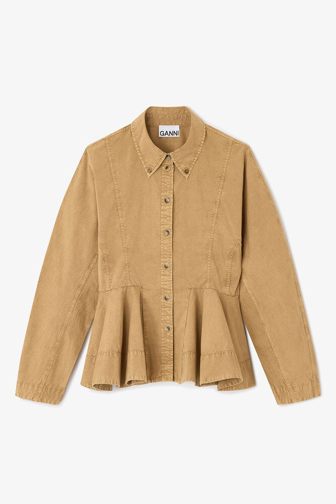 Beige Washed Peplum Shirt, Lark