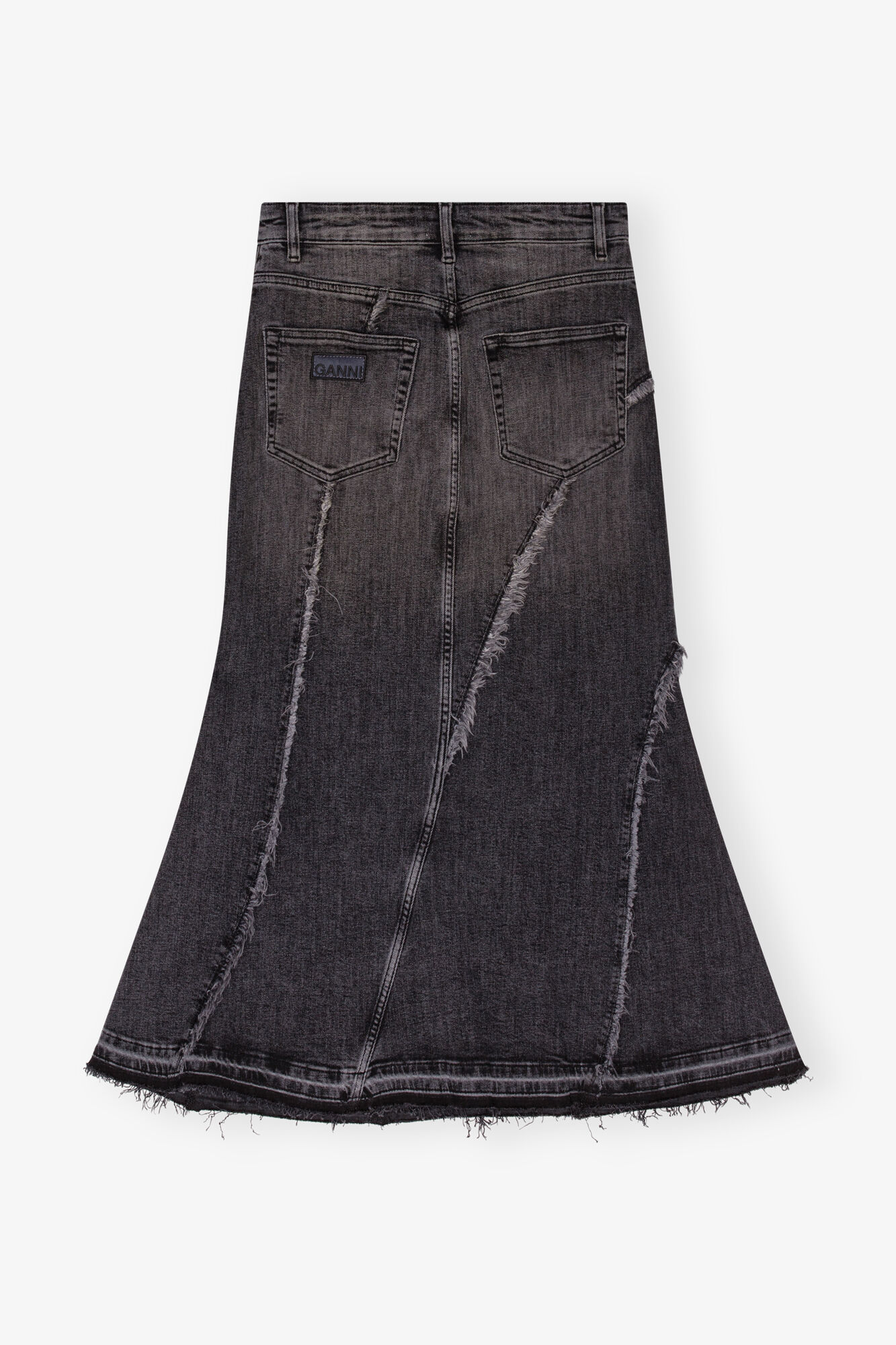 Washed Black Denim Skirt, Cotton, in colour Washed Black/Black - 2 - GANNI