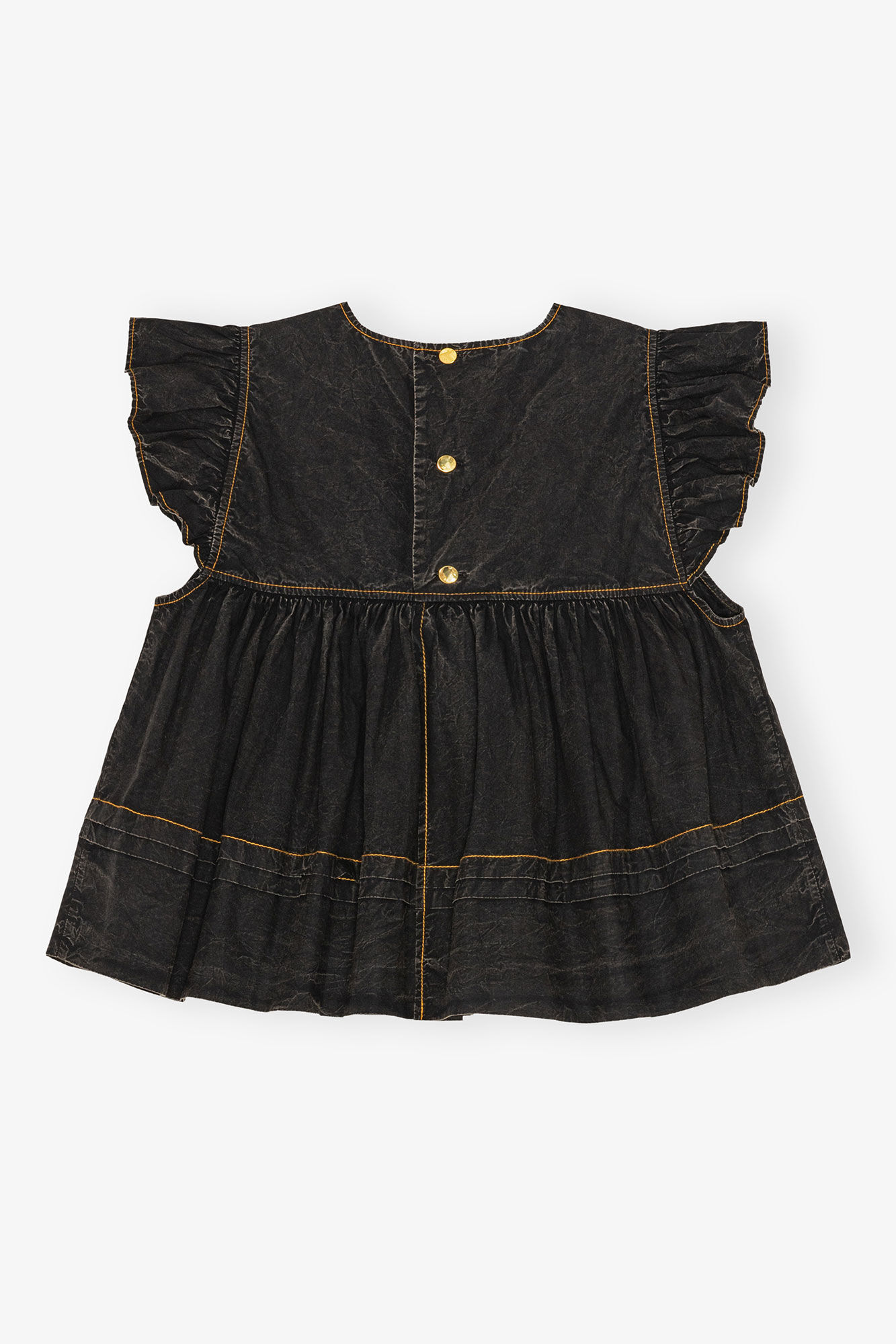 Black Washed Cotton Top, Cotton, in colour Black - 2 - GANNI