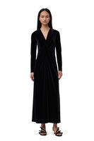 Robe Black Velvet Jersey Twist Long, Recycled Polyester, in colour Black - 1 - GANNI