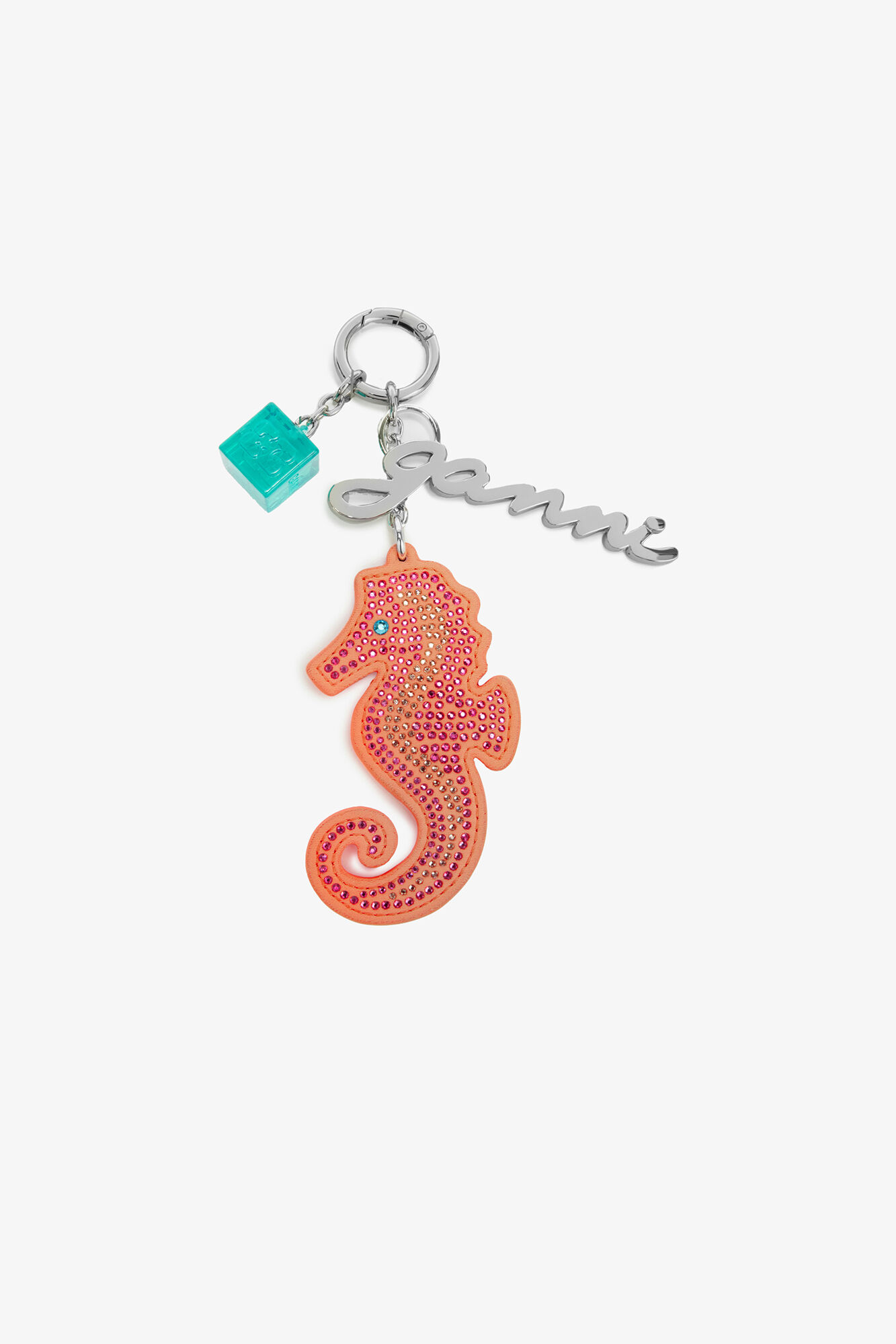 Seahorse Charm, Recycled Leather, in colour Cantaloupe - 1 - GANNI