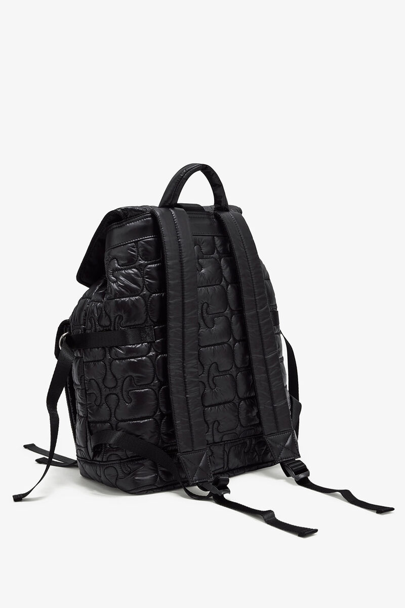 Gesteppter Re-Tech-Rucksack, Recycled Polyamide, in colour Black - 2 - GANNI
