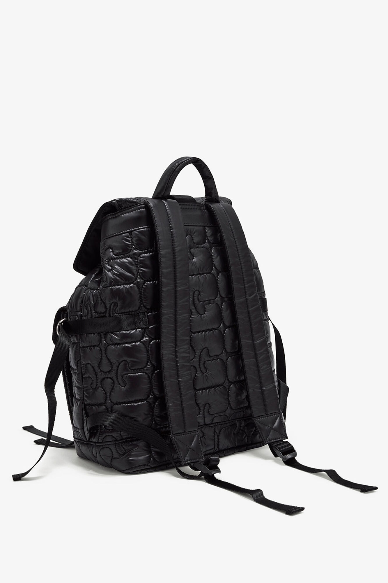 Gesteppter Re-Tech-Rucksack, Recycled Polyamide, in colour Black - 2 - GANNI