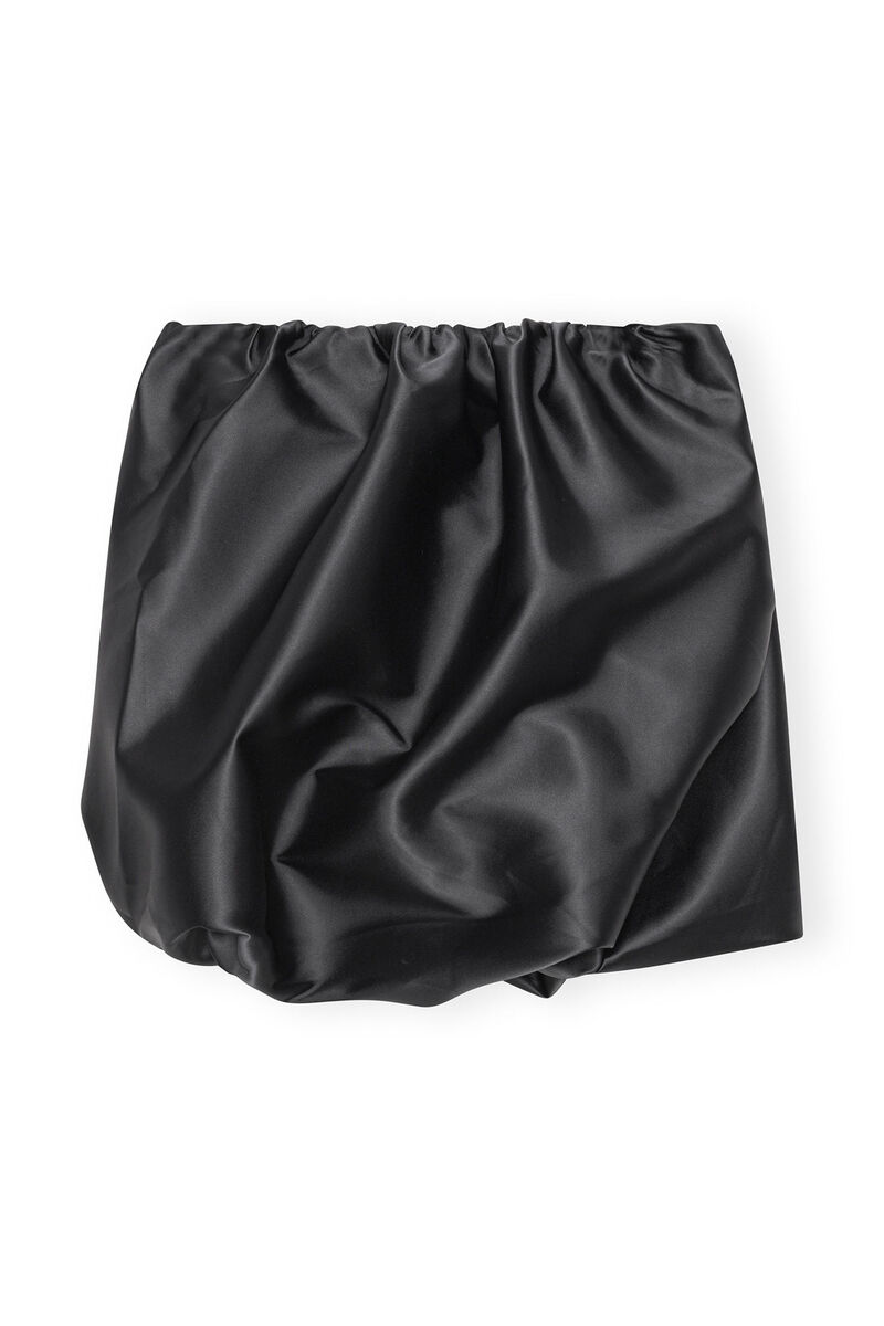 Black Double Satin Mini Skirt, Elastane, in colour Black - 1 - GANNI