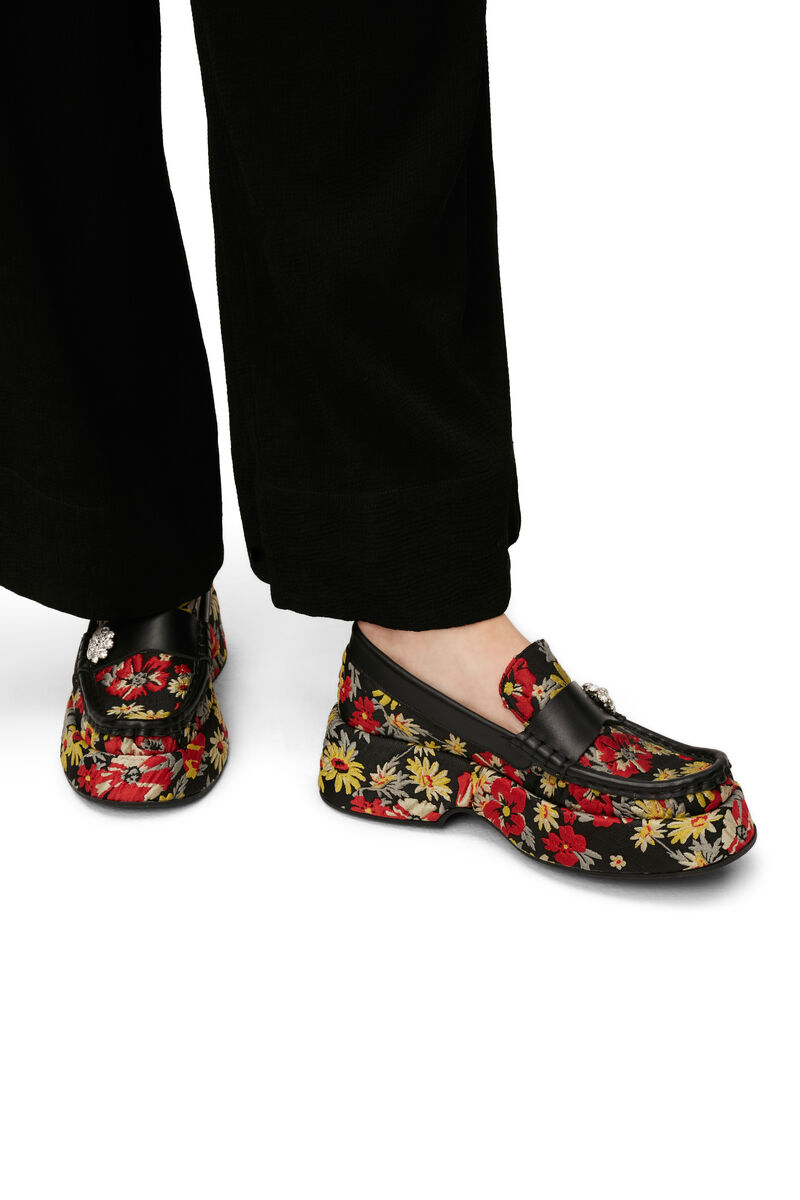 Retro Jewel Loafers, Polyamide, in colour Meadow Black - 4 - GANNI
