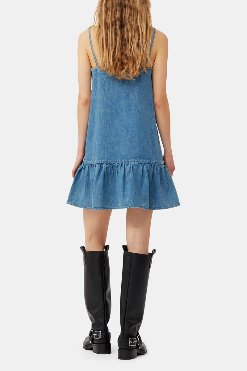 Tint Denim Mini Dress, Organic Cotton, in colour Tint Wash - 6 - GANNI