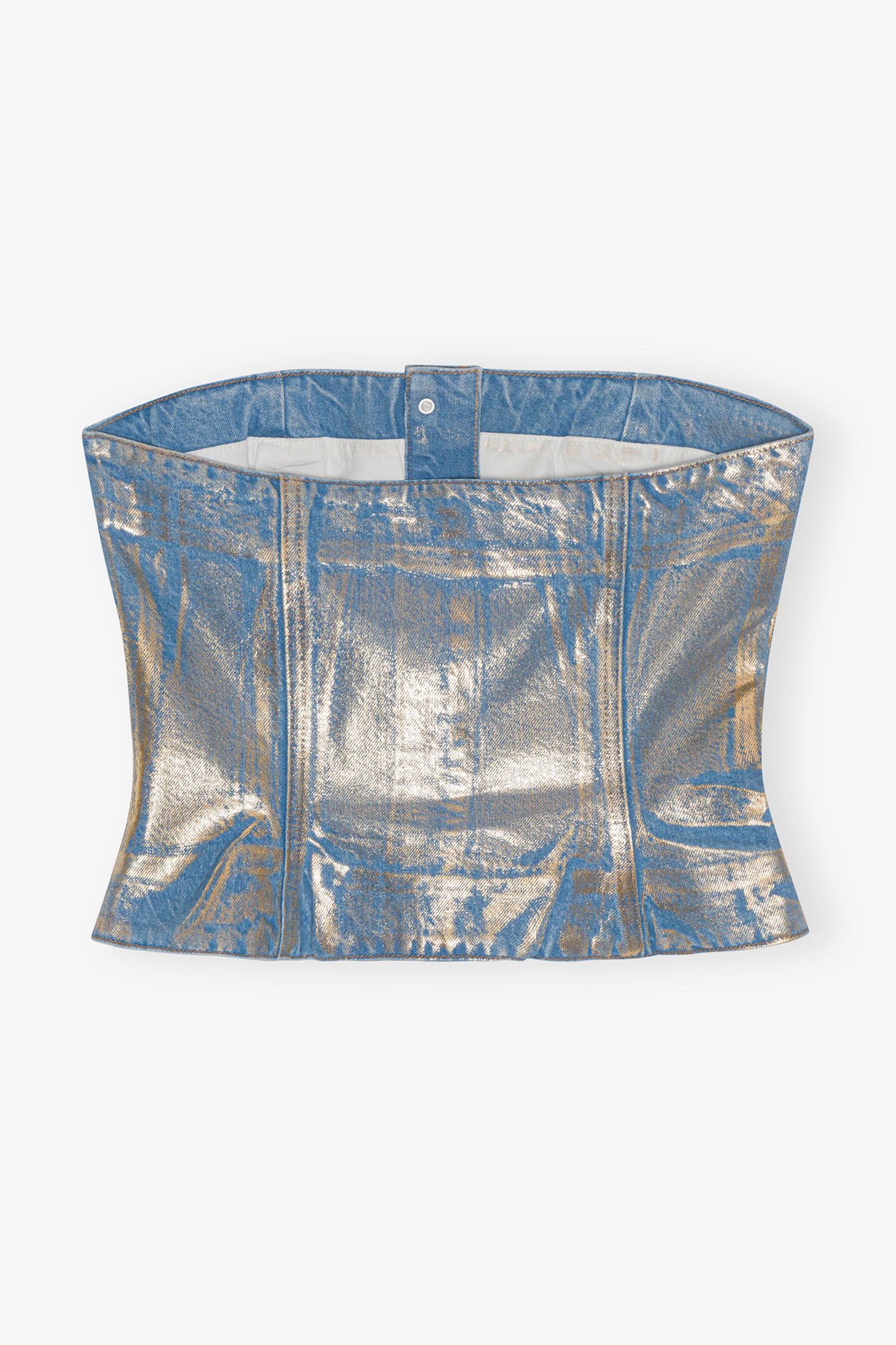 Gold Denim Top, Cotton, in colour Gold - 2 - GANNI