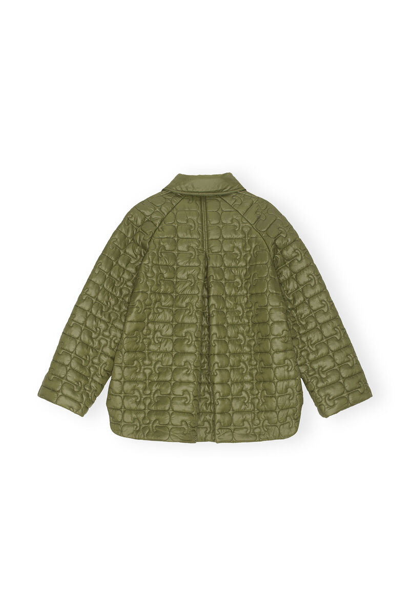Shiny Quilt Jacket, Nylon, in colour Spaghnum - 2 - GANNI