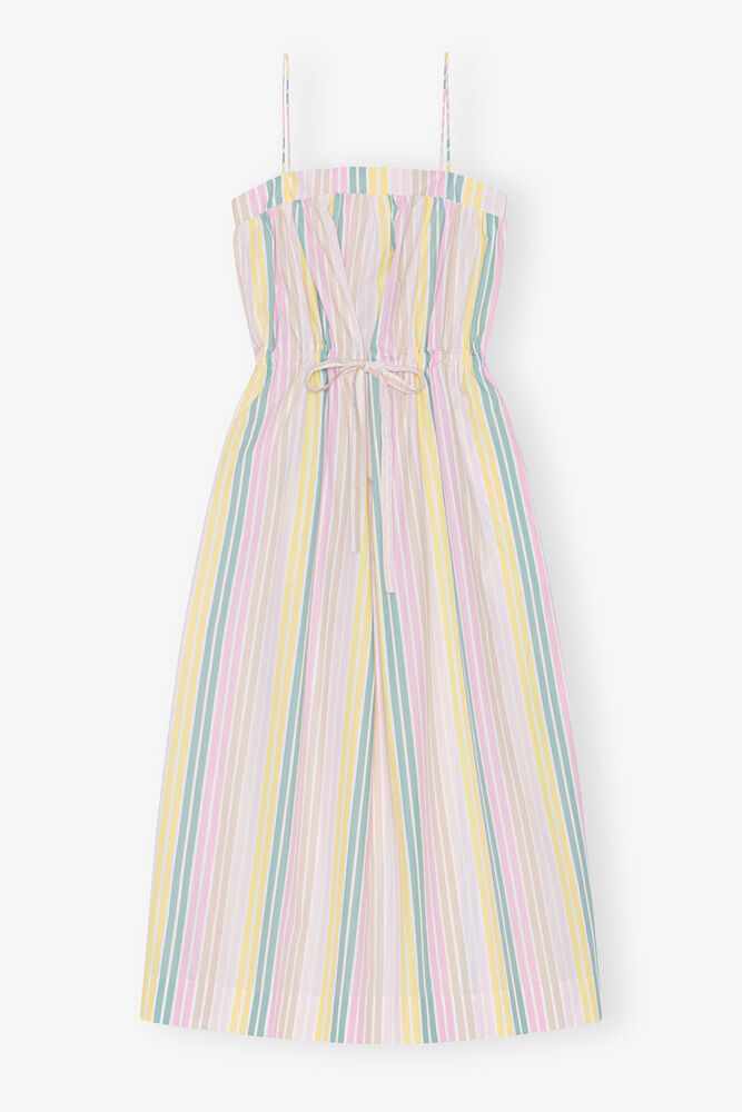 Stripe Cotton Maxi Strap Dress, Multicolour
