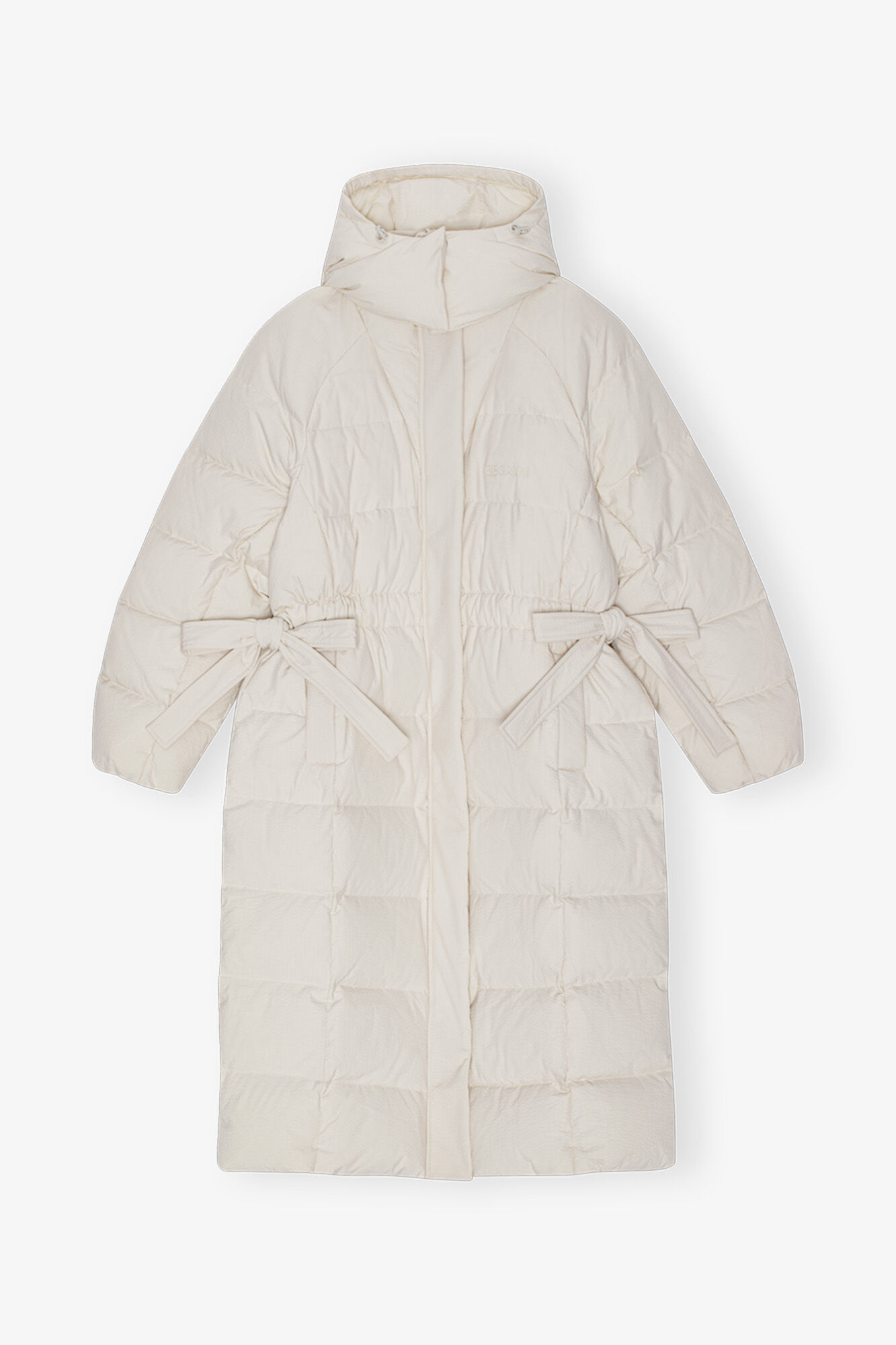 White Tech Puffer Coat, Recycled Polyester, in colour Tofu - 1 - GANNI