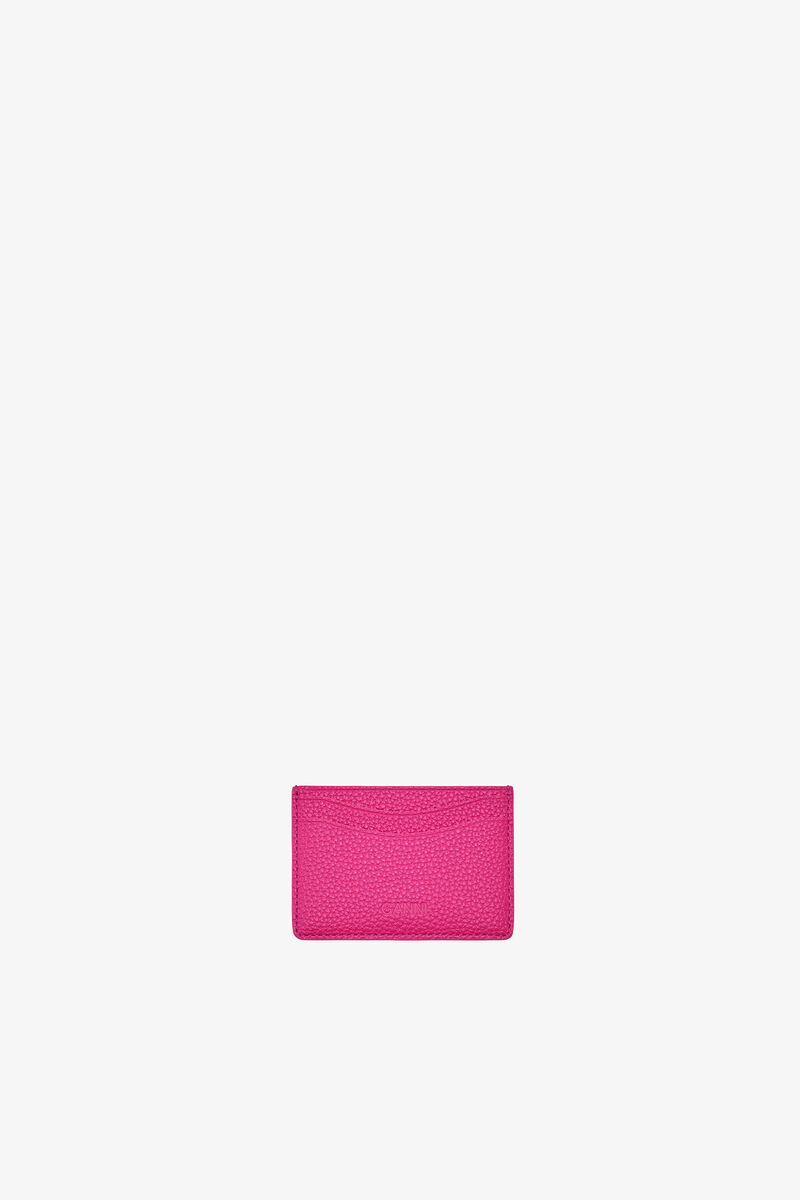 Bou Card Holder in Grained Pink, Recycled Polyester, in colour Cabaret - 2 - GANNI