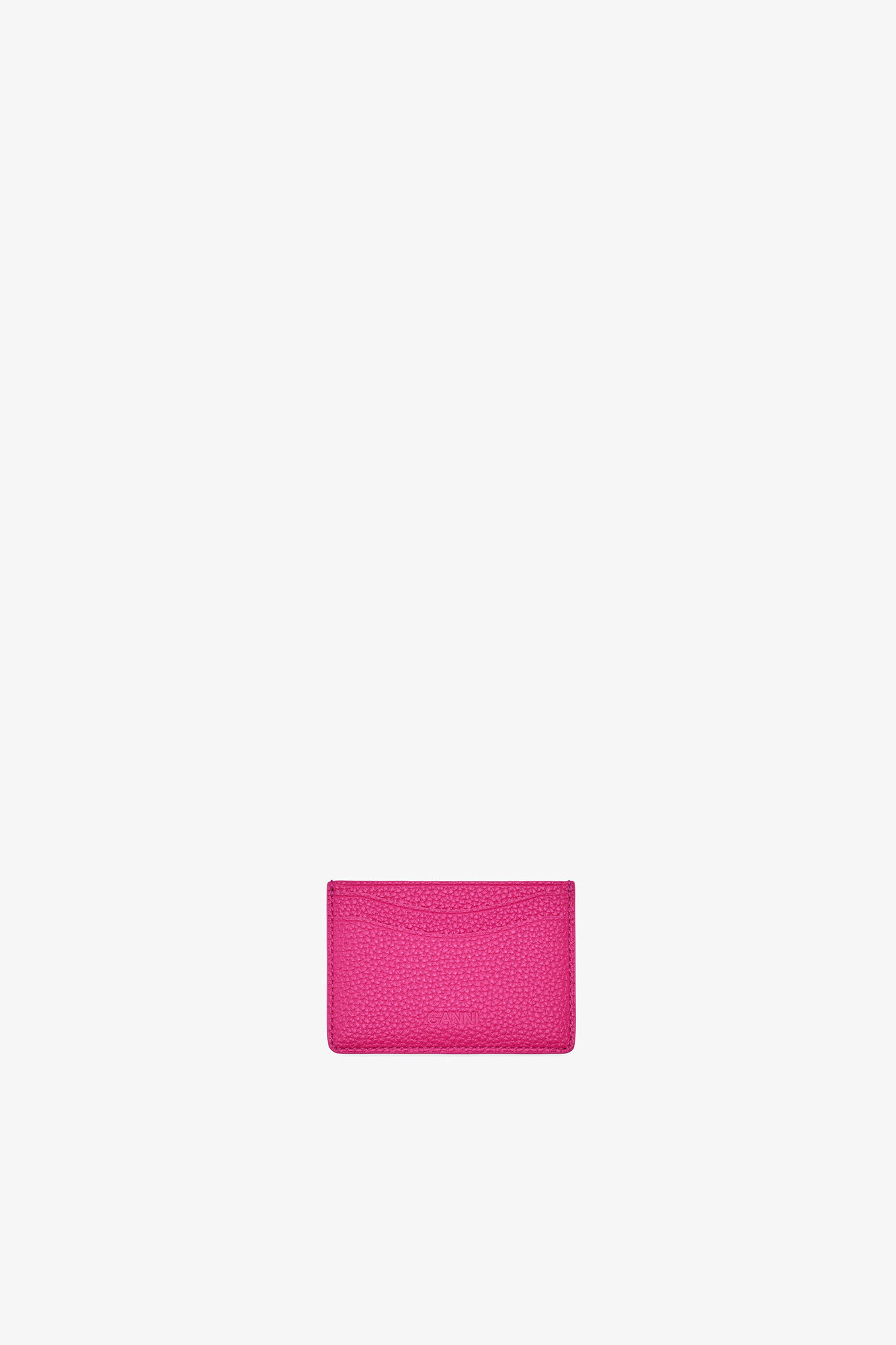 Bou Card Holder in Grained Pink, Recycled Polyester, in colour Cabaret - 2 - GANNI