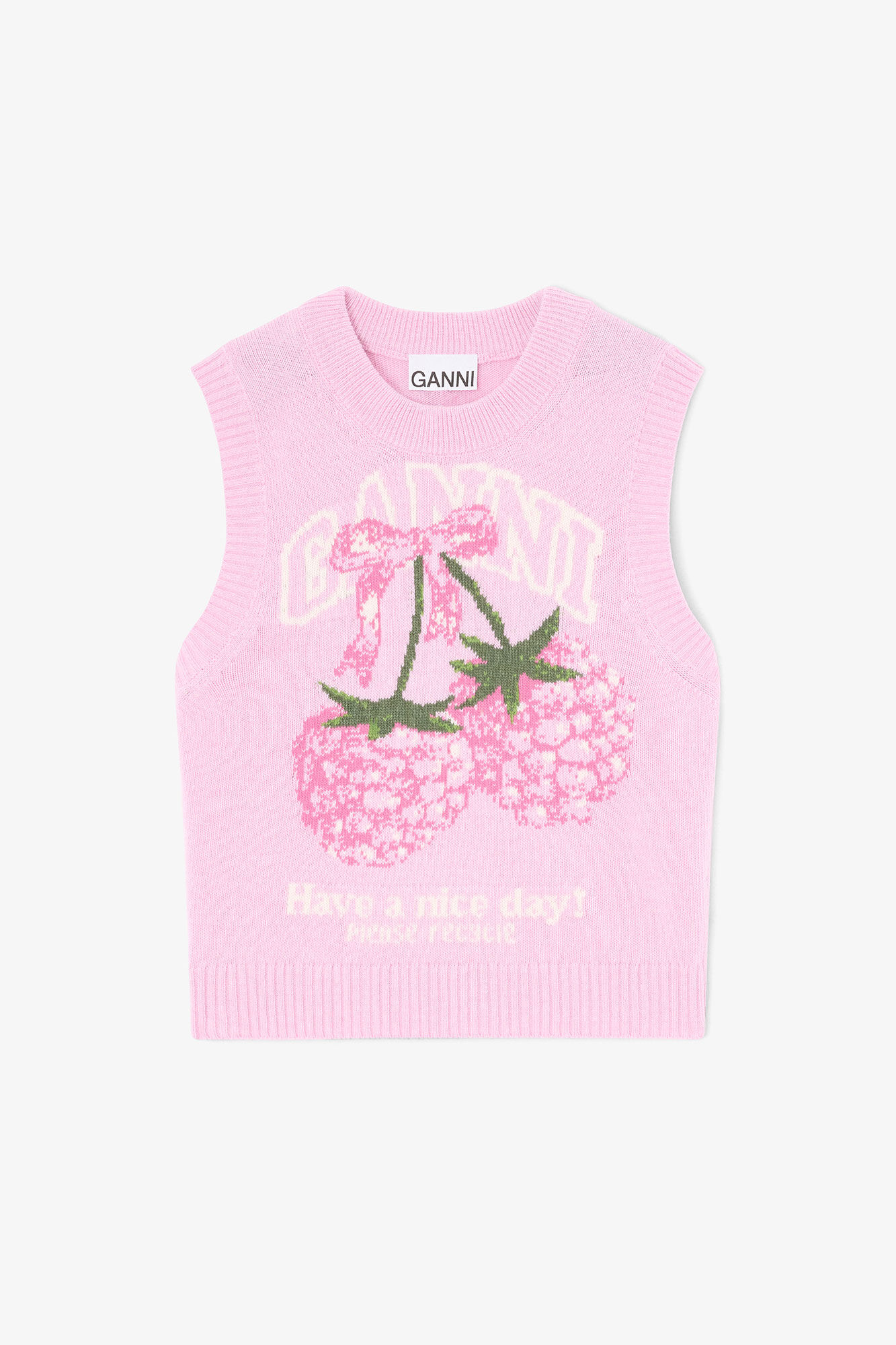 Chalk Pink Vest in Graphic Wool | GANNI US