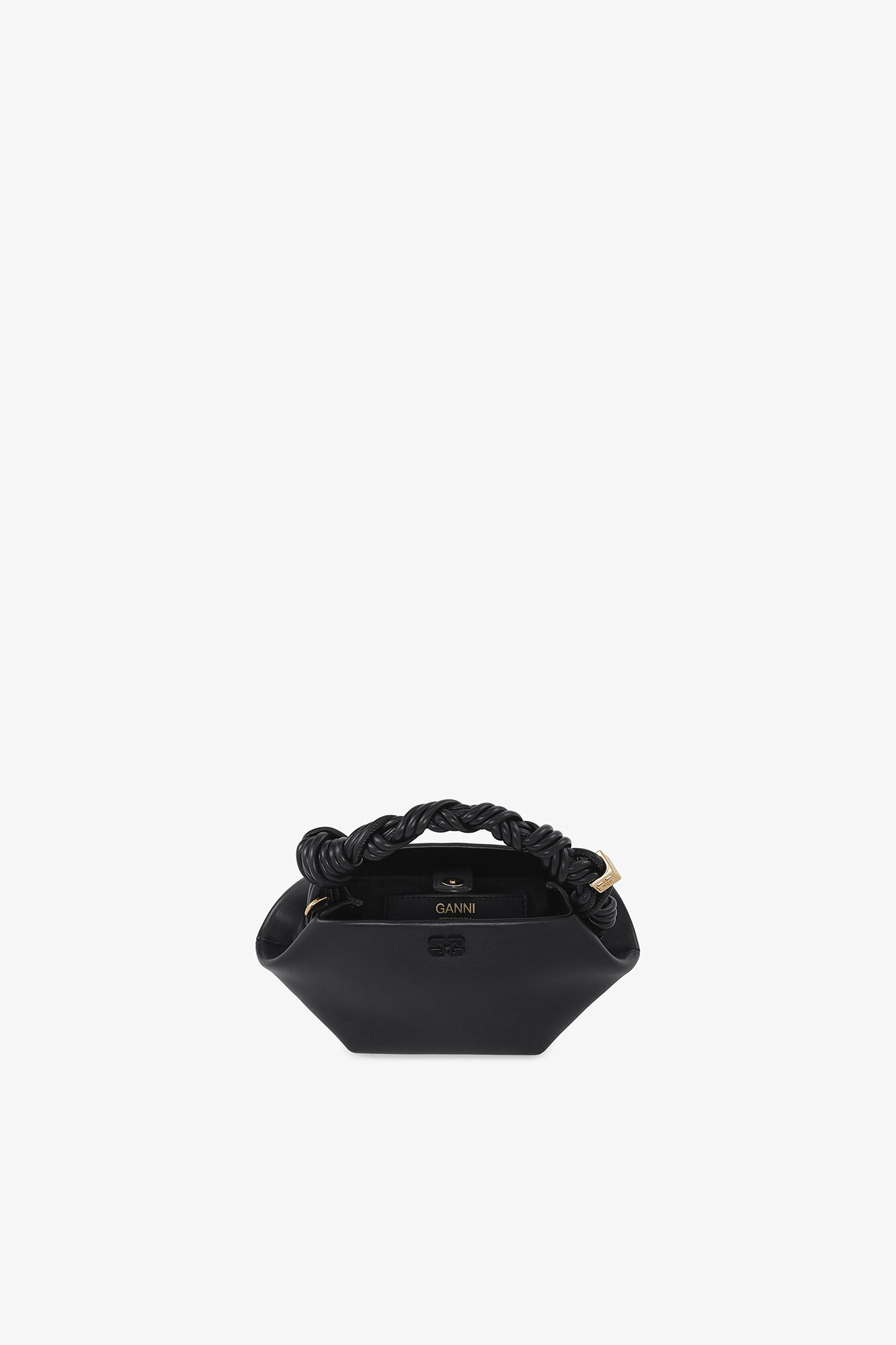 Black Mini Bou Bag, Recycled Leather, in colour Black - 3 - GANNI