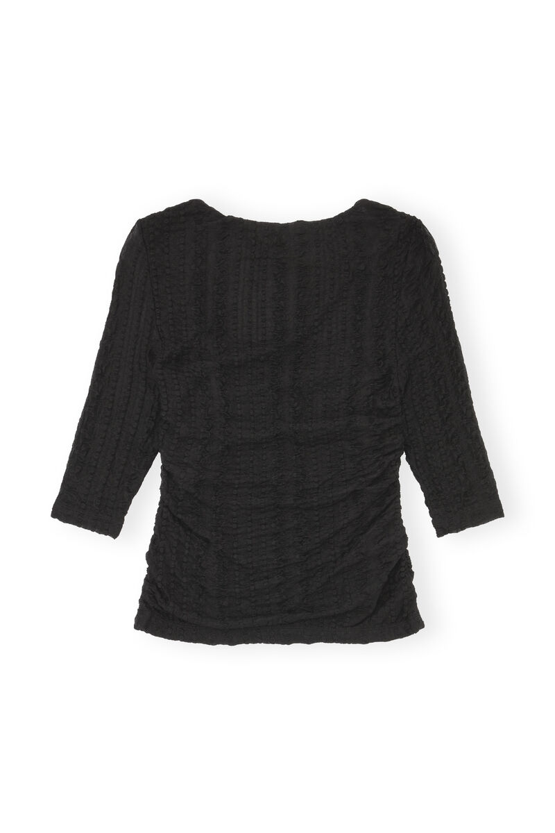 Ruched Lace Blouse , Elastane, in colour Black - 2 - GANNI