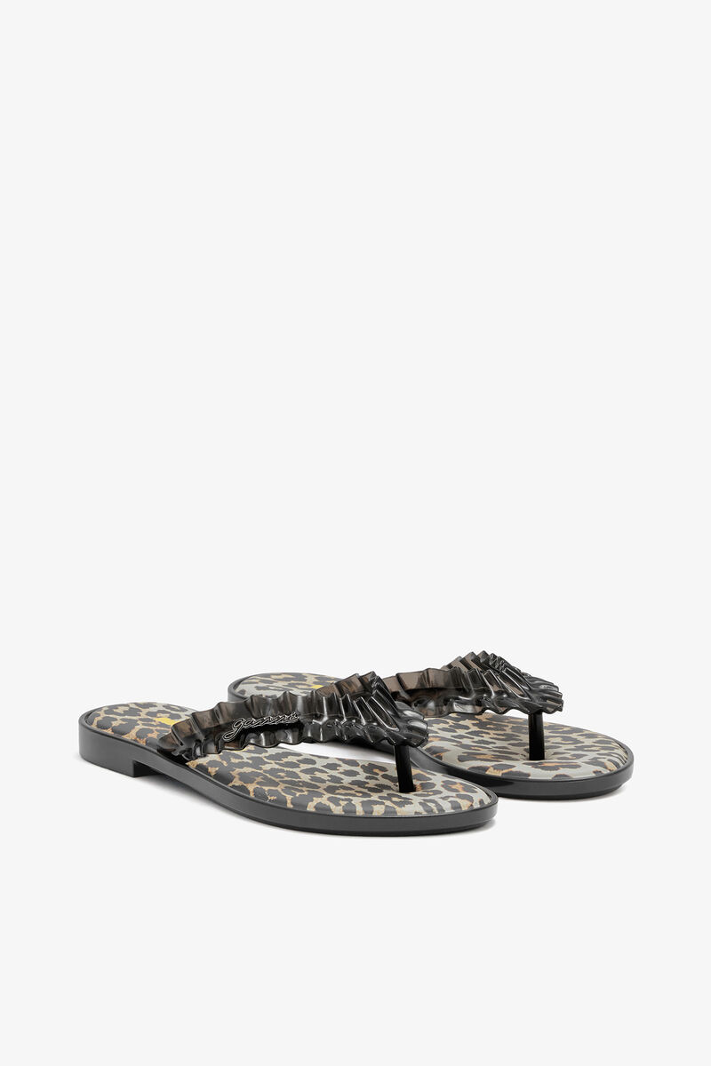Melissa Flip Flop in Leopard, Polyvinyl Chloride, in colour Black - 2 - GANNI
