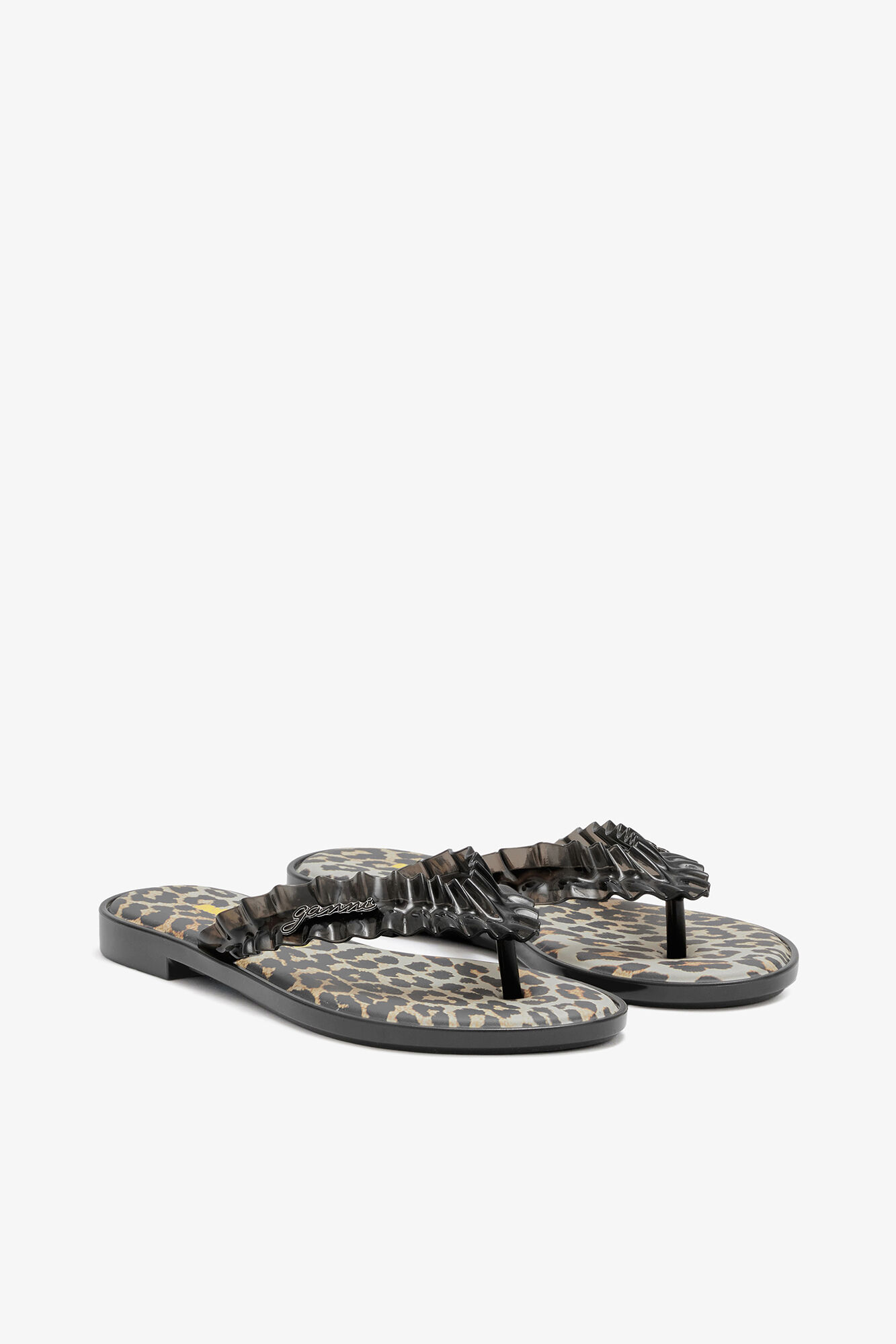 Melissa Flip Flop in Leopard, Polyvinyl Chloride, in colour Black - 2 - GANNI