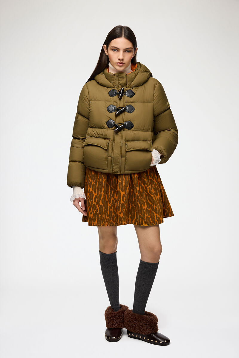 Mini puffer i Future nylon, Recycled Polyamide, in colour Military Olive - 2 - GANNI