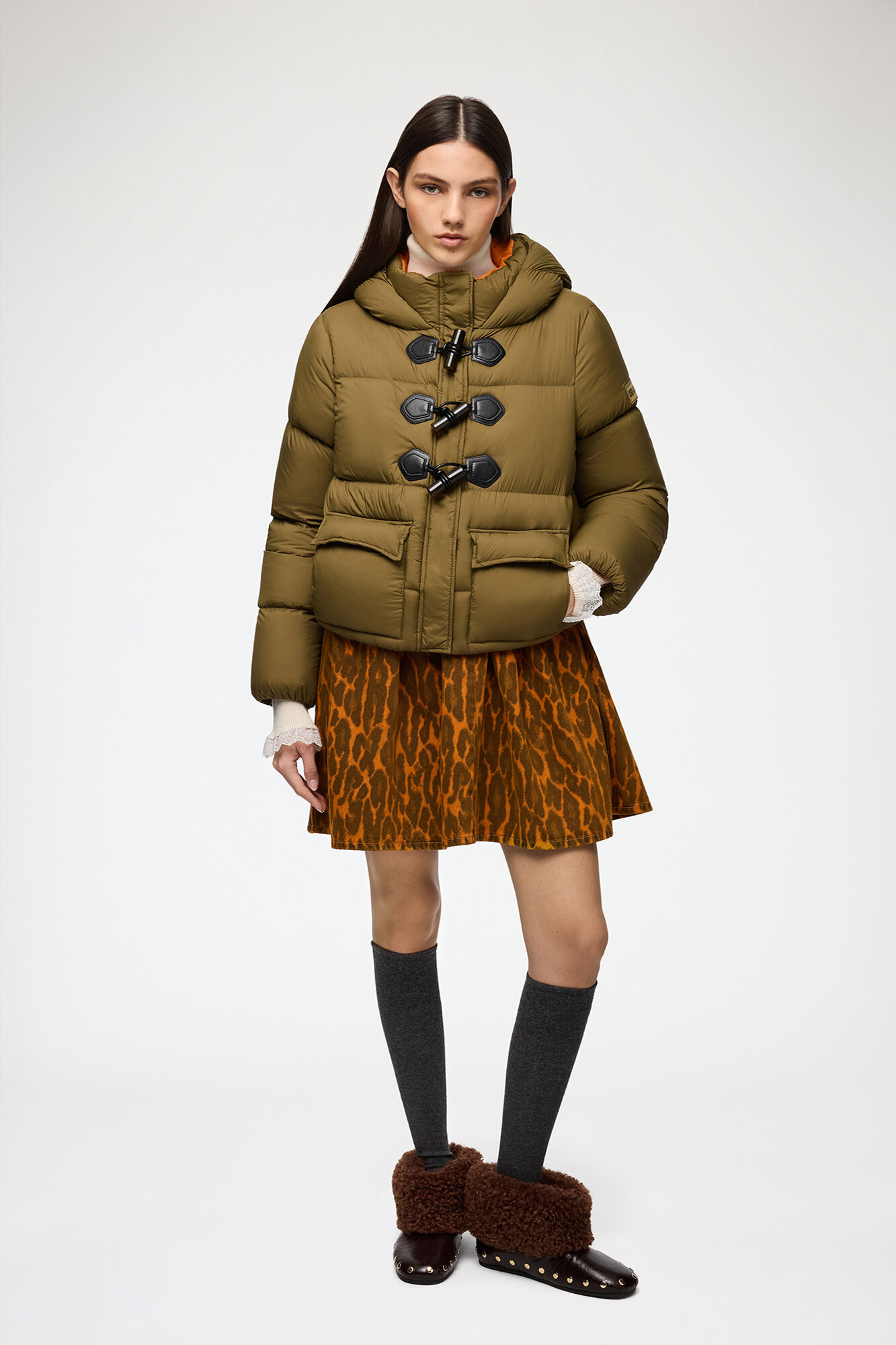 Mini puffer i Future nylon, Recycled Polyamide, in colour Military Olive - 2 - GANNI