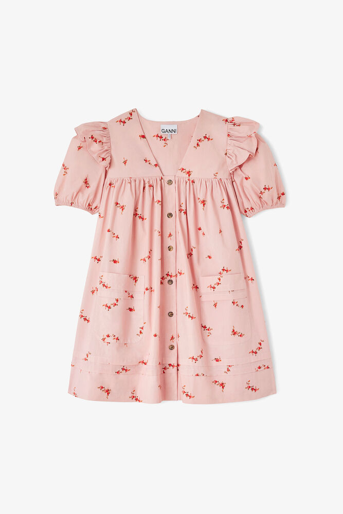 Mini-kjole i lyser&oslash;d bomuld, Silver Pink