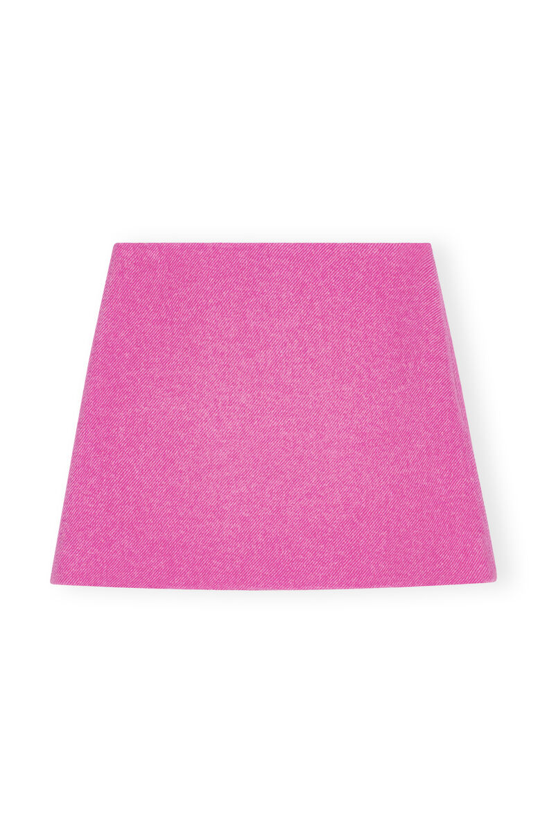 Pink Twill Wool Suiting Mini Rock, Polyamide, in colour Fiji Flower - 1 - GANNI