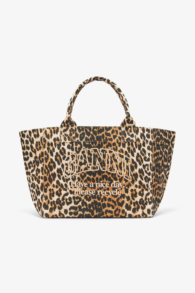 Leopard Medium Tote, Almond Milk