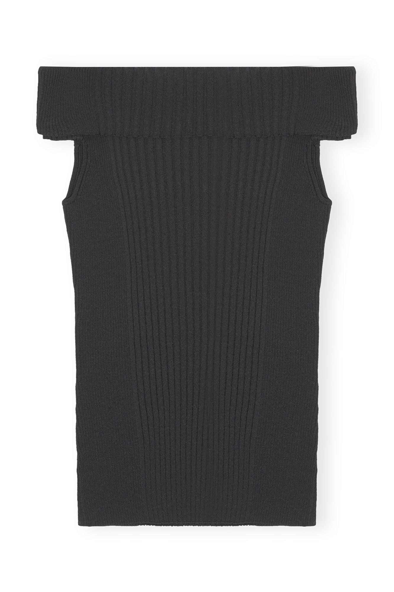 Black Melange Knit Off Shoulder Top | GANNI US