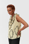 Ruffled Sleeveless Blouse, Polyester, in colour Floral Shadow Flan - 4 - GANNI