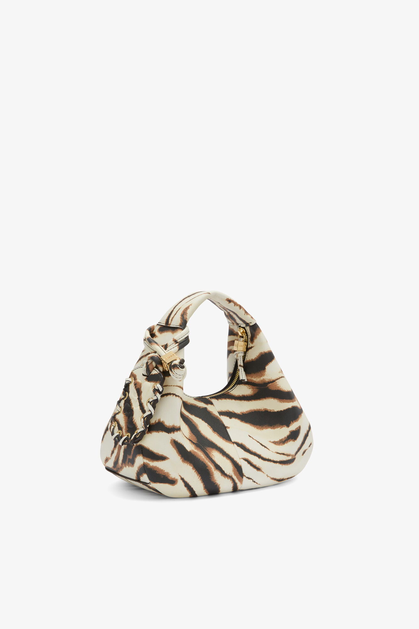 Mini-Hobo-Tasche in Zebra, Recycled Polyester, in colour Egret - 2 - GANNI