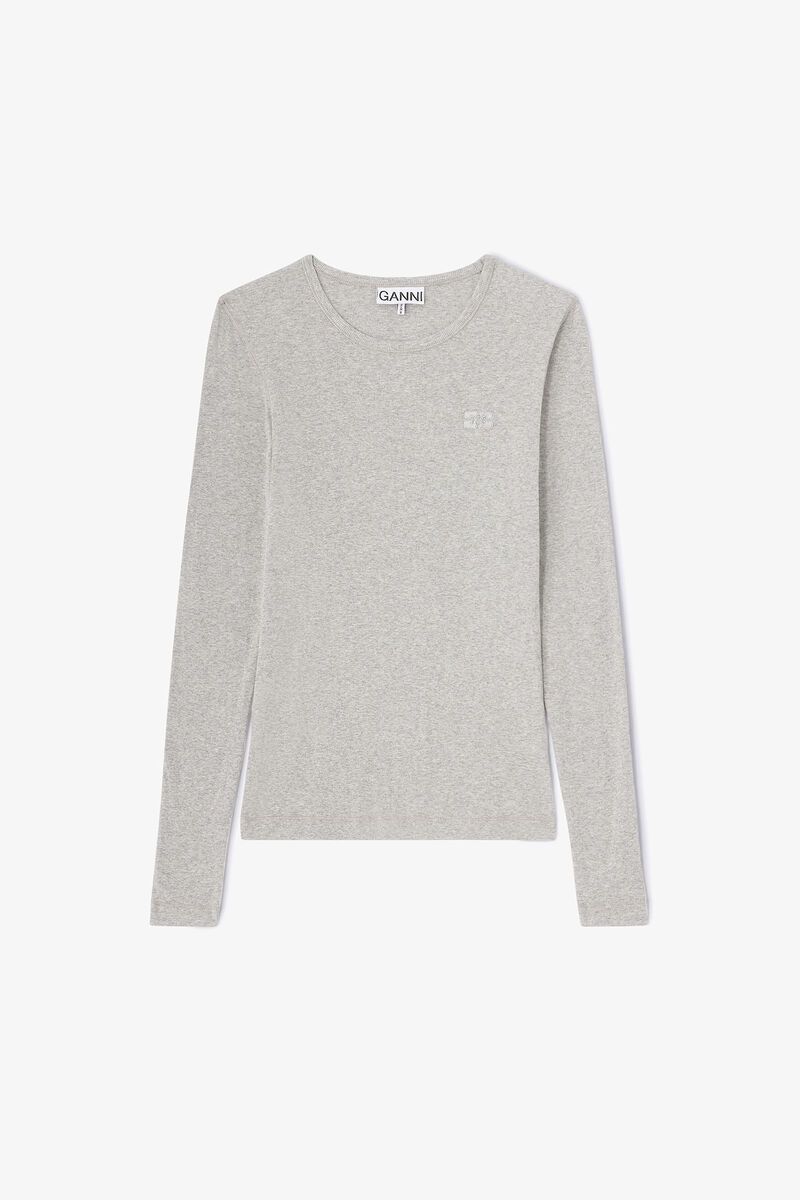 Rib Longsleeve Top, in colour Paloma - 1 - GANNI