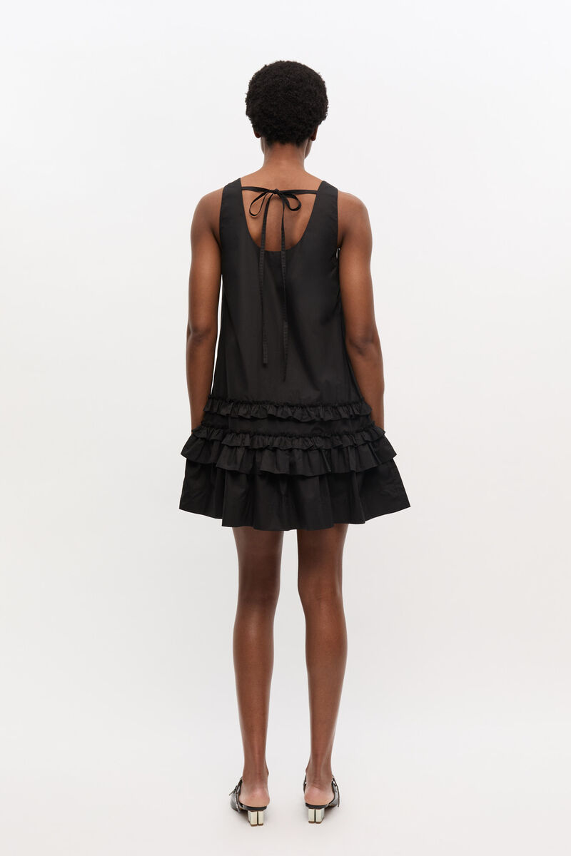 Schwarzes Minikleid aus Baumwollpopeline, Cotton, in colour Black - 2 - GANNI