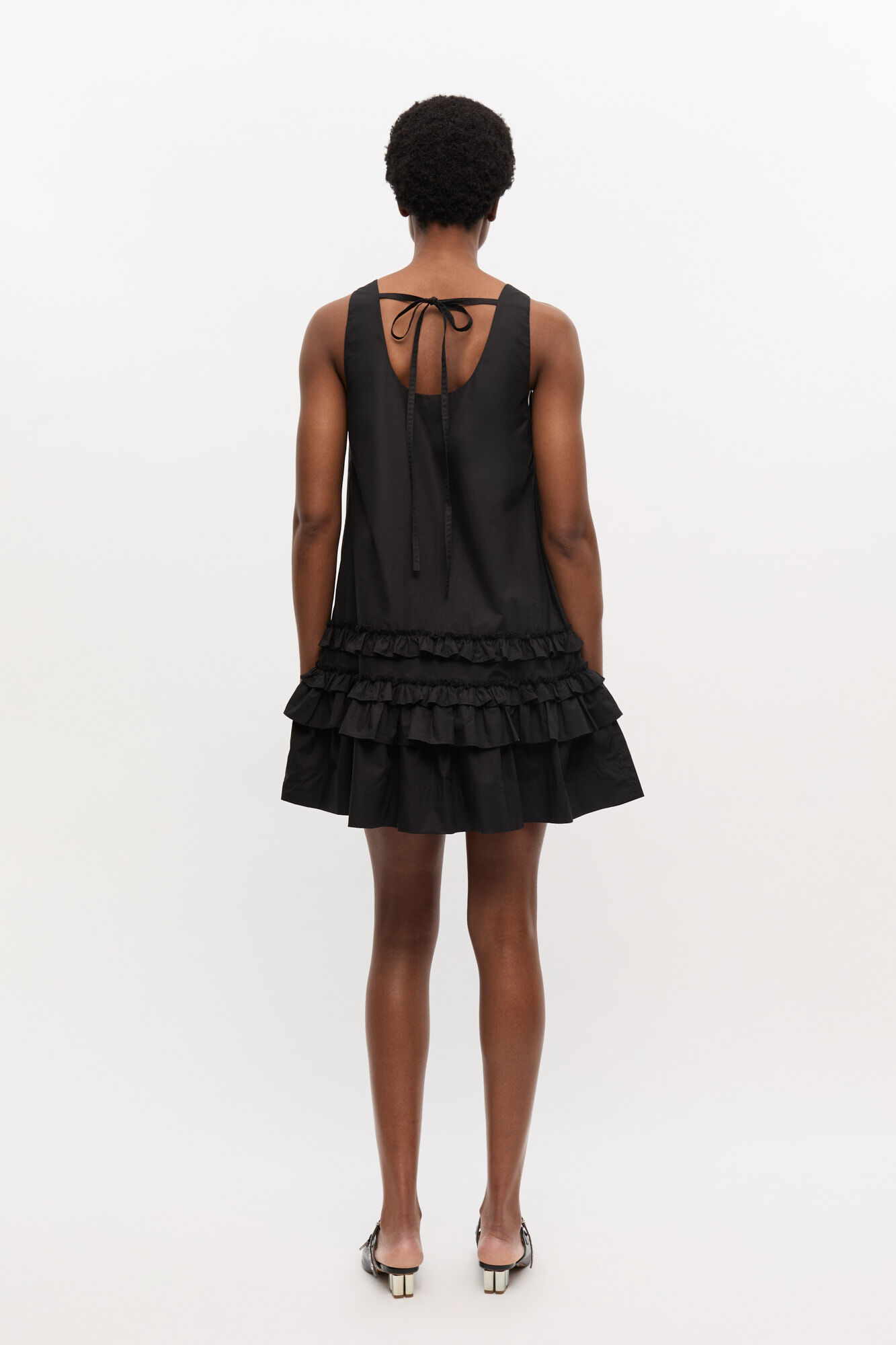 Schwarzes Minikleid aus Baumwollpopeline, Cotton, in colour Black - 2 - GANNI