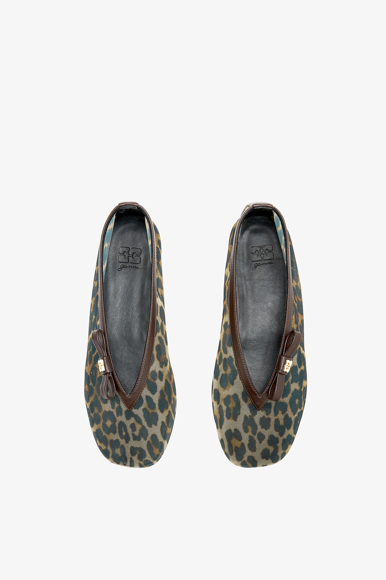 GANNI バレエシューズ レオパード Almond Milk Jenny Ballerina in Leopard Mesh | GANNI (Global) JP