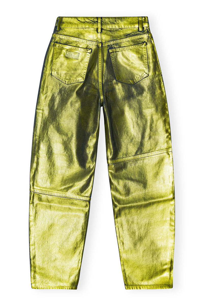 Green Foil Stary Jeans, Cotton, in colour Basil - 2 - GANNI