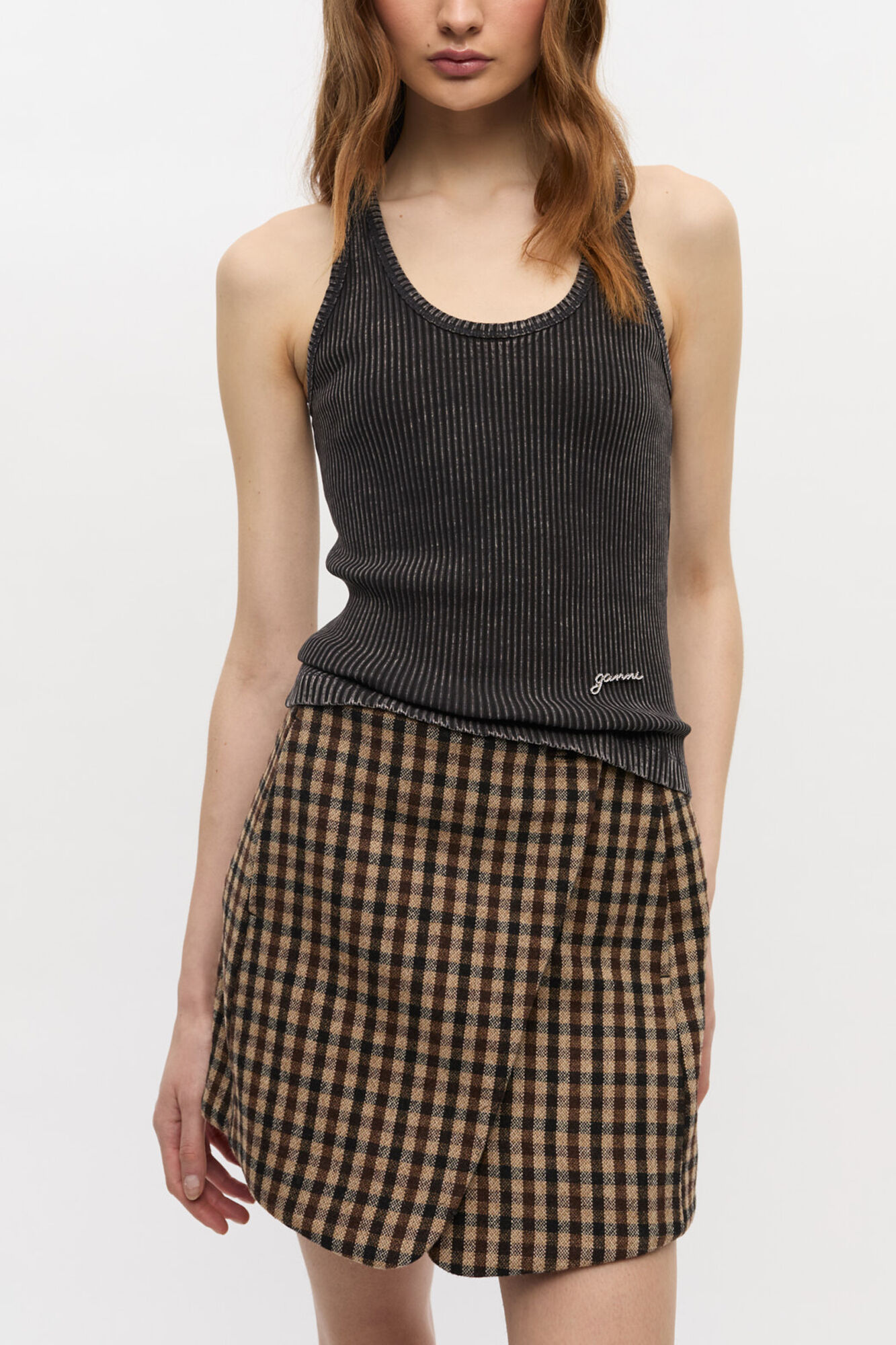 Schwarze gewaschenes Tanktop, Organic Cotton, in colour Black Washed - 5 - GANNI