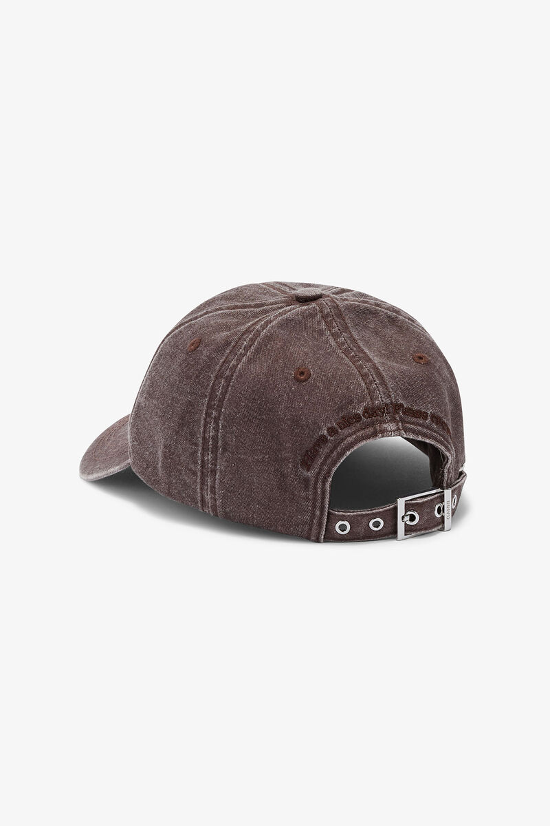 Washed Canvas Cap, in colour Chocolate Plum - 2 - GANNI