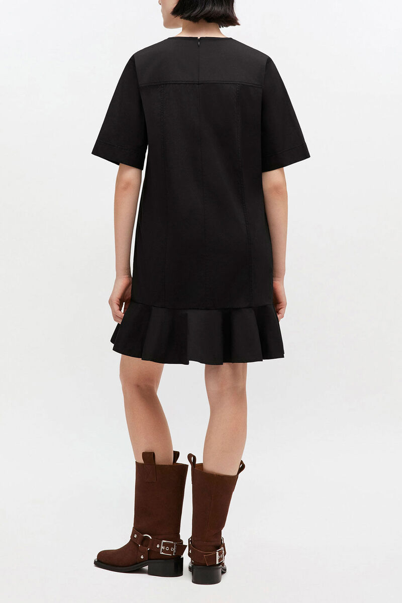 Stretch Cotton Mini Dress, Organic Cotton, in colour Black - 2 - GANNI