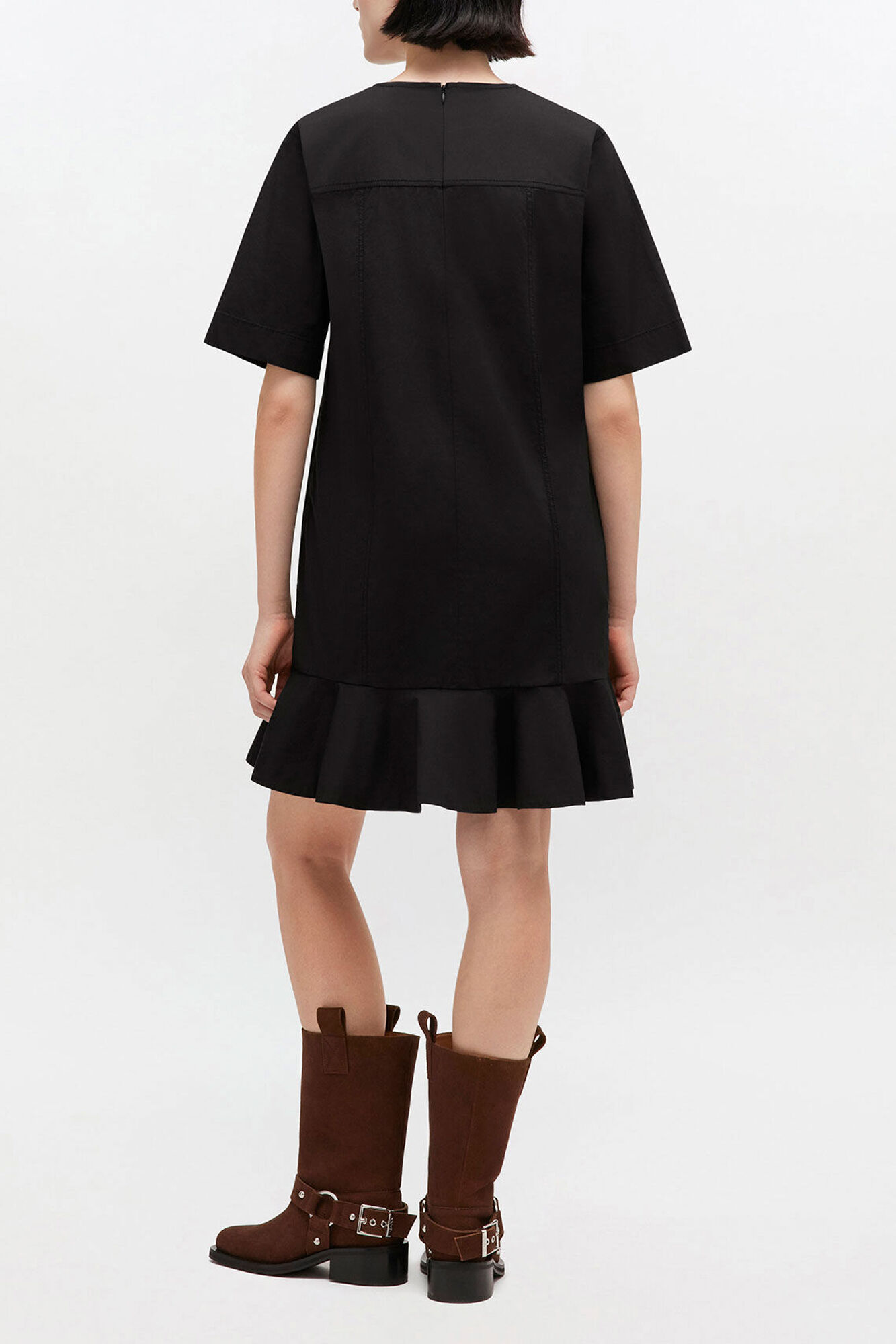 Stretch Cotton Mini Dress, Organic Cotton, in colour Black - 2 - GANNI