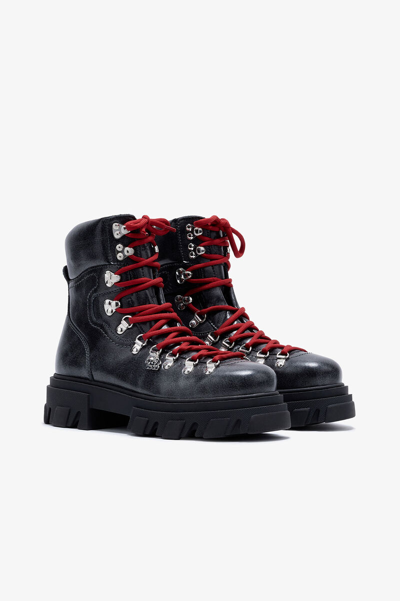 Cleated Mountain Boot in Dark Grey, Lyocell, in colour Ebony - 2 - GANNI
