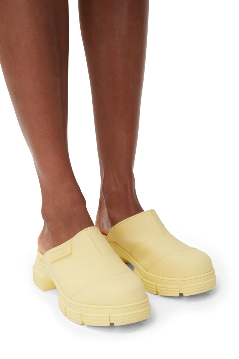 Recycled Rubber City Mules, Recycled rubber, in colour Pale Banana - 4 - GANNI