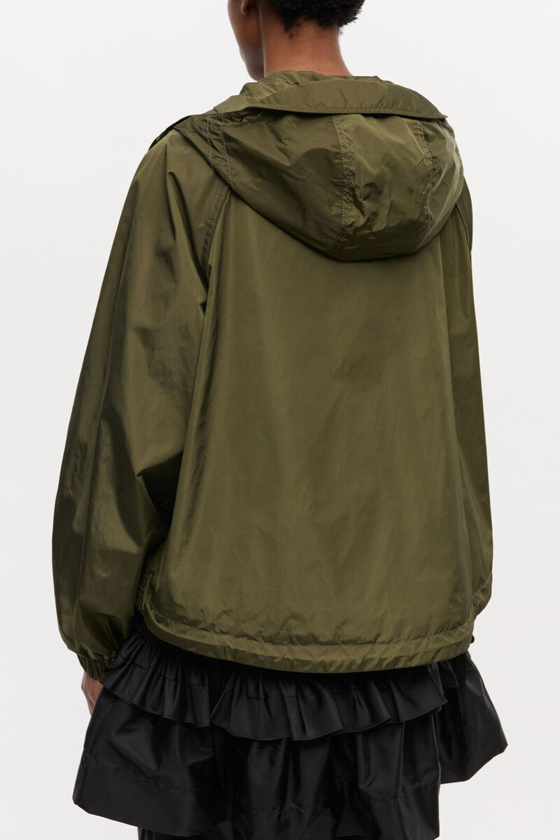 Green Nylon Jacket, Recycled Nylon, in colour Kalamata - 3 - GANNI