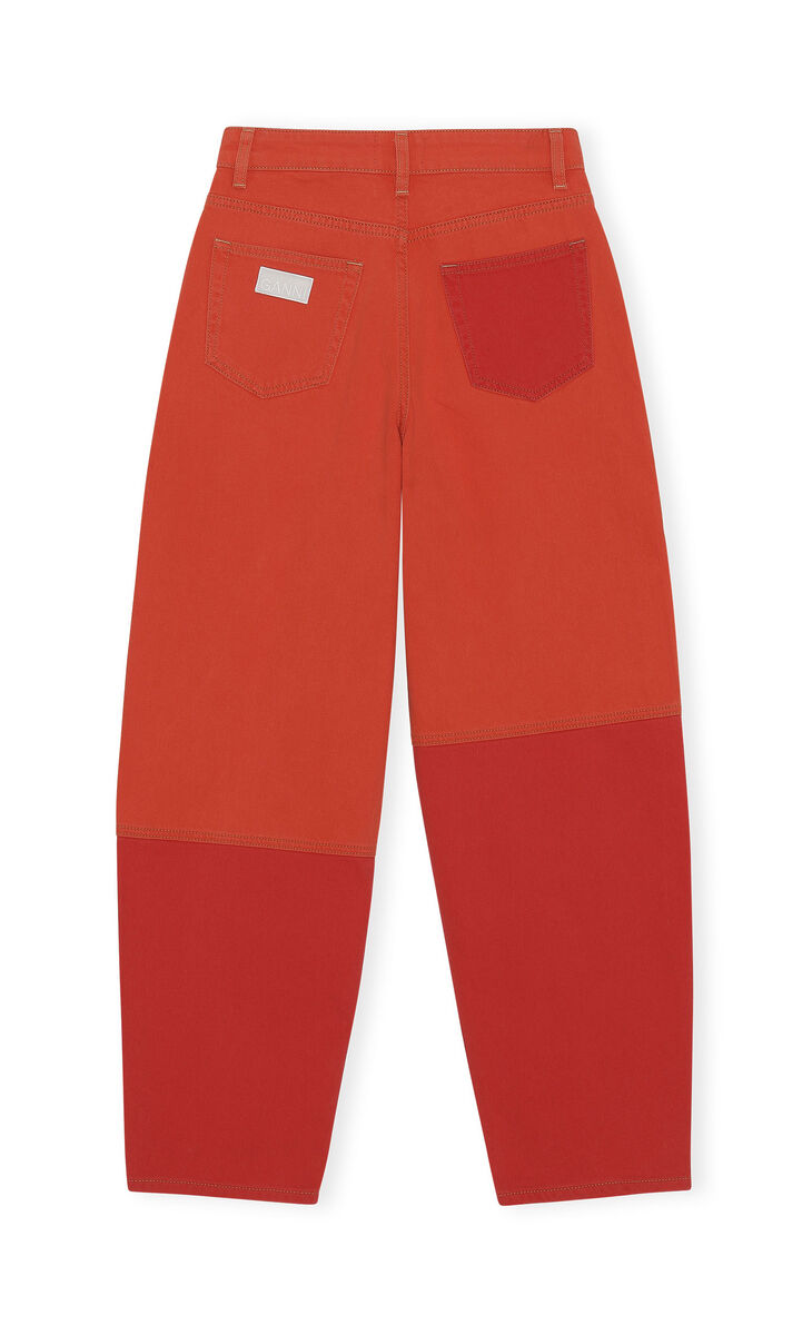 Stary Jeans, Cotton, in colour Flame Scarlet - 2 - GANNI