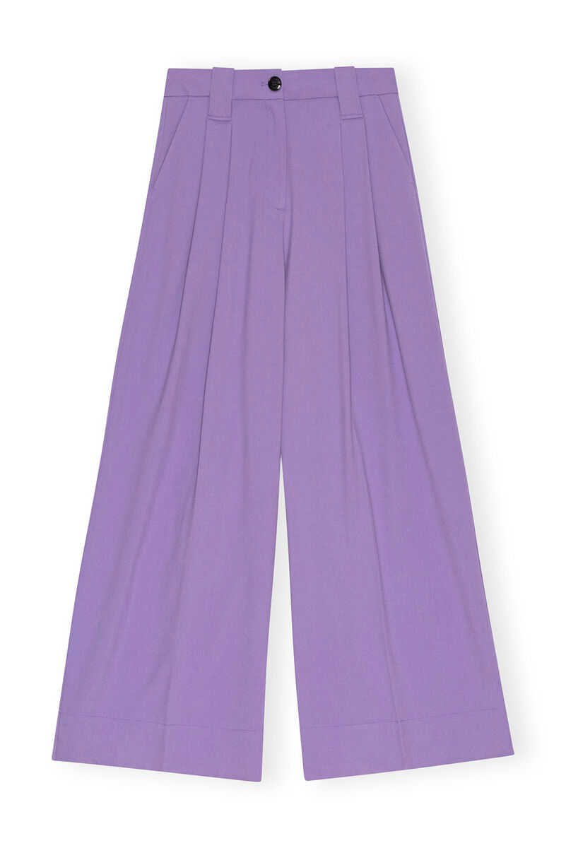 Purple Light High Waist Flared Leg byxor, Elastane, in colour Purple Haze - 1 - GANNI