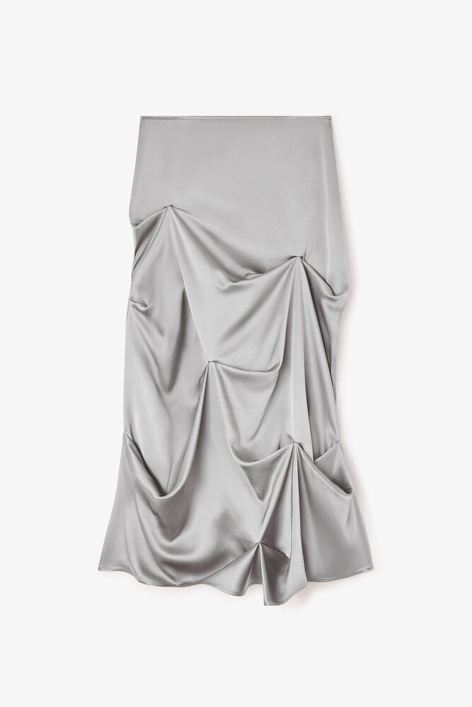 Grey Draped Skirt, Mirage Gray